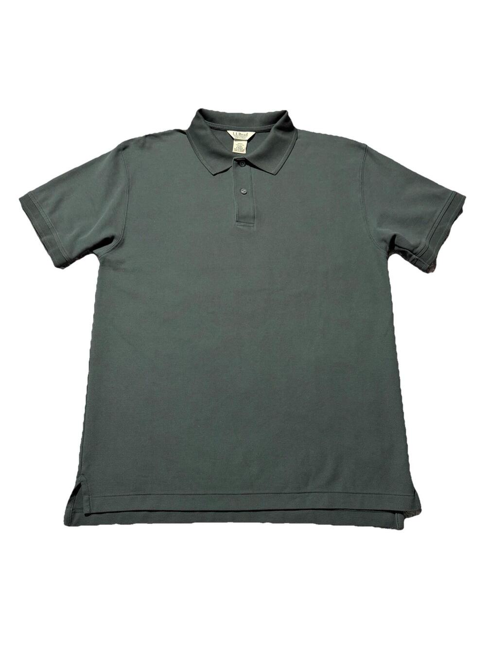 L.L Bean Men’s Medium Double L Polo Shirt Short Sleeve Green Wrinkle Resistant